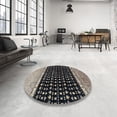 thumbnail image 4 of Ahgly Company Machine Washable Indoor Round Abstract Charcoal Black Area Rugs, 4' Round, 4 of 7