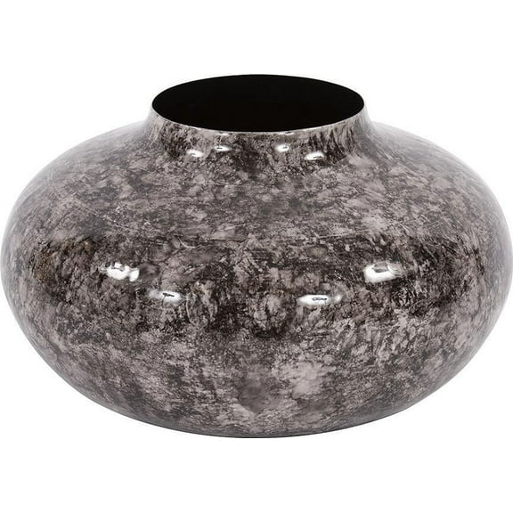 HOWARD ELLIOTT Vase Pod Round Large Marbled Black Iron Bronze