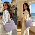 thumbnail image 5 of BUDAO00 Summer Woven Beach Bag Crossbody Bag Purse For Women, Bohemian Shoulder Bag, with Chain Shoulder Strap, Beach Tote for Travel or Daily Use (Purple), 5 of 6
