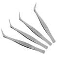 thumbnail image 1 of Miangastore 4Pcs Silver Tweezers Stainless Steel Anti-static Precision Grip for Electronics Repair, 1 of 9