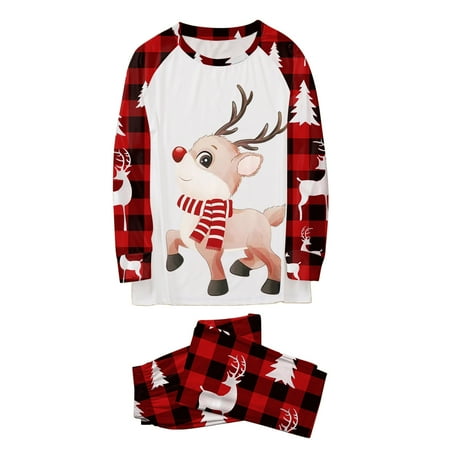 

LEEy-world Christmas Pajamas Matching Family Pajamas Sets Long Sleeve Christmas Reindeer Plaid Pjs Striped Kids Holiday Sleepwear Homewear