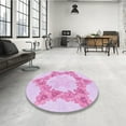 thumbnail image 3 of Ahgly Company Indoor Round Patterned Blossom Pink Area Rugs, 4' Round, 3 of 6