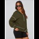 thumbnail image 5 of Sudadera con Capucha de Otoño para Mujer, Sudadera Corta de Larga con Media Cremallera, Jersey de Invierno, Ropa de Moda Verde L, 5 of 10