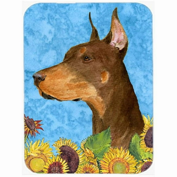Caroline's Treasures Doberman Glass Cutting Board Large