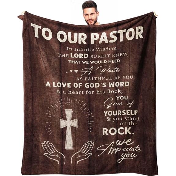 Pastor Appreciation Gifts for Men, Fathers Day Pastor Gifts for Men, Christian Present for Appreciation Day, Pastor's Religious Present Throw Blanket