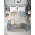 thumbnail image 4 of Twin Flat Sheet 66"x96", Blue Beige Soft Lightweight Bedding Flat Sheets Only, Modern Abstract Color Blocks Brushed Microfiber Top Bed Sheet, Breathable StainResistant Bedsheets, 4 of 9