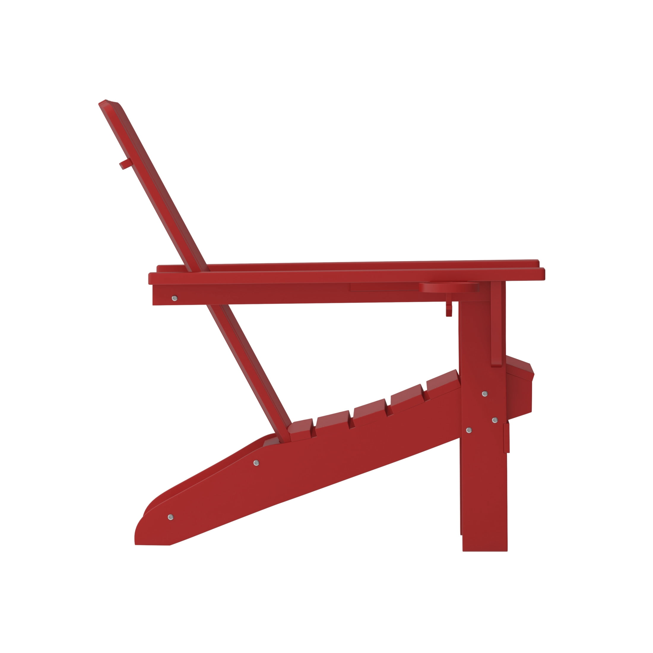 BizChair Adirondack Chair with Cup Holder, Weather Resistant HDPE Adirondack Chair in Red