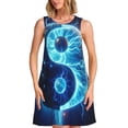 thumbnail image 1 of Honeii Robe Sans Manches Imprimée Yin et Yang Bleue pour Femmes, Robe Décontractée Ample pour Femmes, Robe de Mode d'Été, 1 of 7
