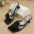 thumbnail image 6 of Quaouag Women's Satin 3D Flower Pointed Toe Kitten Heel Sandals Mules Fashion Fish Mouth Slip On Non-Slip Dress Stiletto Sandals for Prom Party Wedding Sexy Satin Pumps, 6 of 7