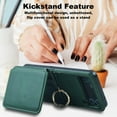 thumbnail image 6 of for Samsung Galaxy Z Flip 4 Wallet Case with Ring, [Retractable Hinge Cover] All-Round Protection Premium PU Leather Hard PC Back Cover Card Holder Wallet Phone Case for Z Flip 4 2022 - Green, 6 of 7