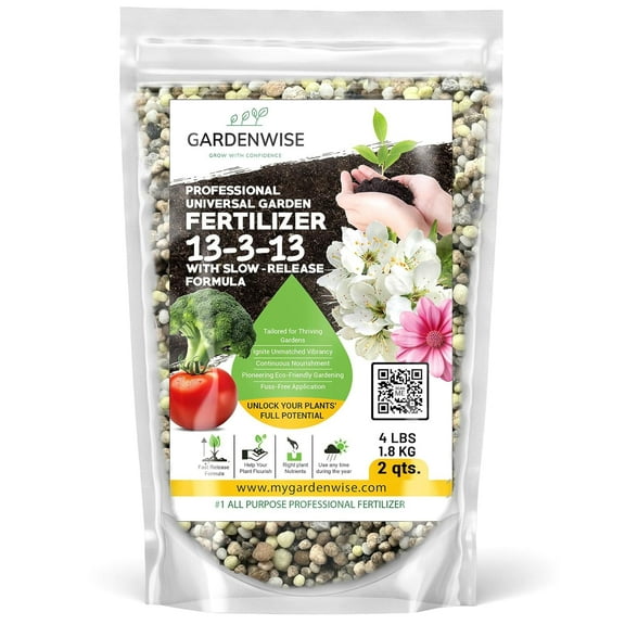 Professional  Garden Fertilizer 13-3-13 with Slow-Release Formula (2 QUARTS)
