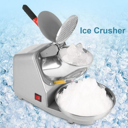 Ejoyous Snow Cone Maker Electric Ice Crusher Shaver Machine Snow Cone Maker with Scoop,Drain Pipe,Stainless Steel Bowl for Commercial Household Use(Silver