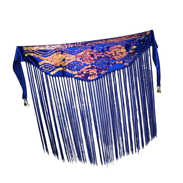 Falda para danza del vientre, pañuelo para la cadera, envoltura para la cintura para teatro, escenario, festival, tango, ropa de club azul