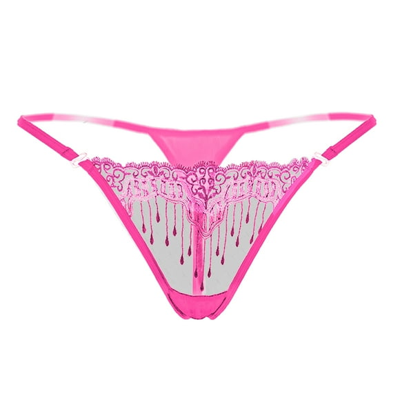 Women's Transparent Embroidery Panties Low Waist Thongs G Strings G String Briefs Underwear