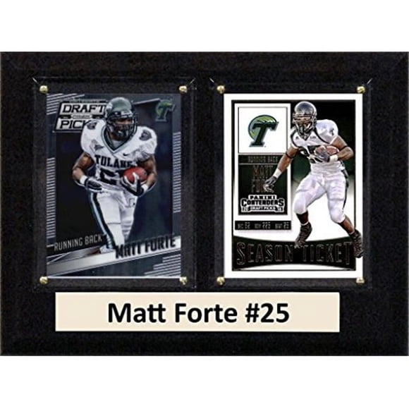 C & I Collectables 68FORTECO 6 x 8 Po Matt Forte NCAA Tulane Verte Vague Plaque Deux Cartes
