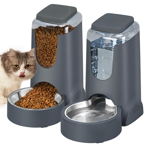 Comedero automático para gatos y dispensador de agua HWONMTE 4L x 2