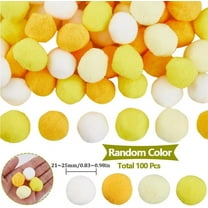 1 set 100pcs DIY Craft Polyester Pom Pom Round Yellow 21~25mm