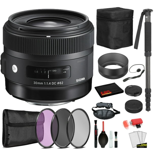 Sigma 30mm F 1 4 Dc Hsm Art Lens For Nikon F 301 306 With Bundle Package Kit Includes Pro Series Monopod 3pc Filter Kit More Walmart Com Walmart Com