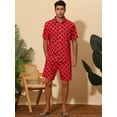 thumbnail image 2 of Unique Bargains Men's Polka Dots Hawaiian Short Sleeves Summer Shirts 2 Pieces Set S Red, 2 of 6