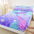 thumbnail image 4 of Castle Fairy Glitter Mermaid Tail Tile King Sheets 4pcs,Starfish Shell Pastel Scale Seamless Print Bedding,Sky Lavender,1 Fitted Sheet,1 Flat Sheet and 2 Pillowcases, 4 of 6