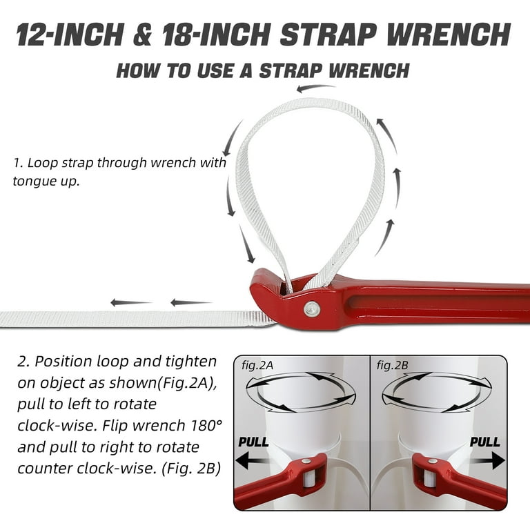 Strap Wrench, 12 Handle Belt Wrench, Adjustable Strap Wrench Use for Pipe,  Oil Filters, Rubber Joints, Showers, Water Purifier, Etc. 