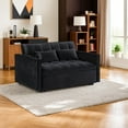 thumbnail image 3 of Kadyn Futon Sofa Bed, 54" Adjustable Backrest Convertible Futon Sofa for Living Room, Futon Sleeper Sofa with Side Pouch, Black, 3 of 12