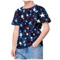 thumbnail image 3 of Gelikeya Kids Girls T Shirts Size 6-7 Independence Day Star Graphic Print Short Sleeve Shirt Casual Round Neck Tee Tops Oversized Pullover Children's Clothing Dark Blue 2-12Y, 3 of 4