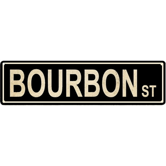 Vintage Bourbon St Street Sign Road Sign Rustic Metal Tin Sign Home Outdoor Art Wall Decor or as a Unique Poster Gift Idea for Friends 4x16 Inch