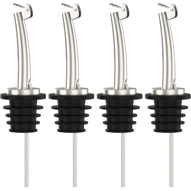 4 piezas de boquillas para verter aceite, licor, botella de aceite de oliva y vinagre, tapón de boquilla para boca de botella de aproximadamente 3/4", con tapa abatible