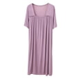 thumbnail image 5 of Naittoop Womens Nightgown Square Collar Short Sleeve Nightdress Solid Color Comfort Loose Loungewear, 5 of 5