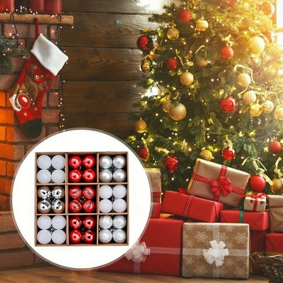 72PCS Mini Christmas Ball Ornaments Set, 1.18" Shatterproof Plastic Decorative Balls with Glossy, Matte & Glitter Finish, Small Holiday Tree Decor for Xmas, Wreaths, Gifts & Festive Home Decor
