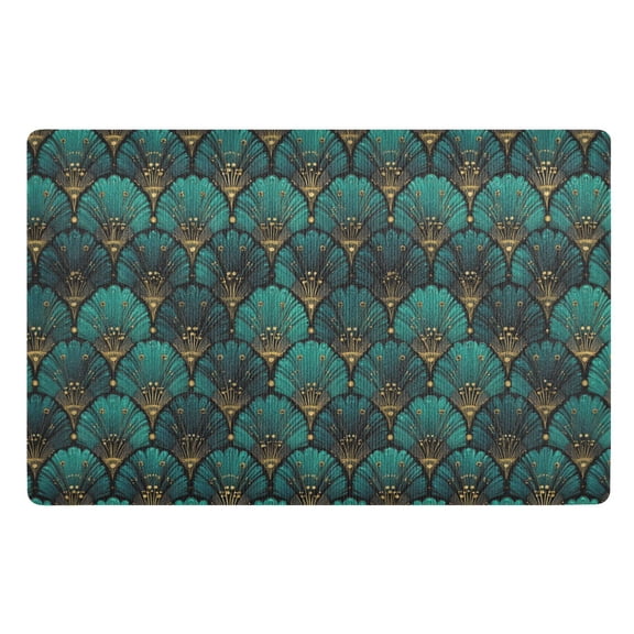 Yayeee Doormat for Inside 20"x32" Absorbent Low-Profile Washable Non-Slip Rubber Backed Entryway Rug, Green Art Abstract Pattern