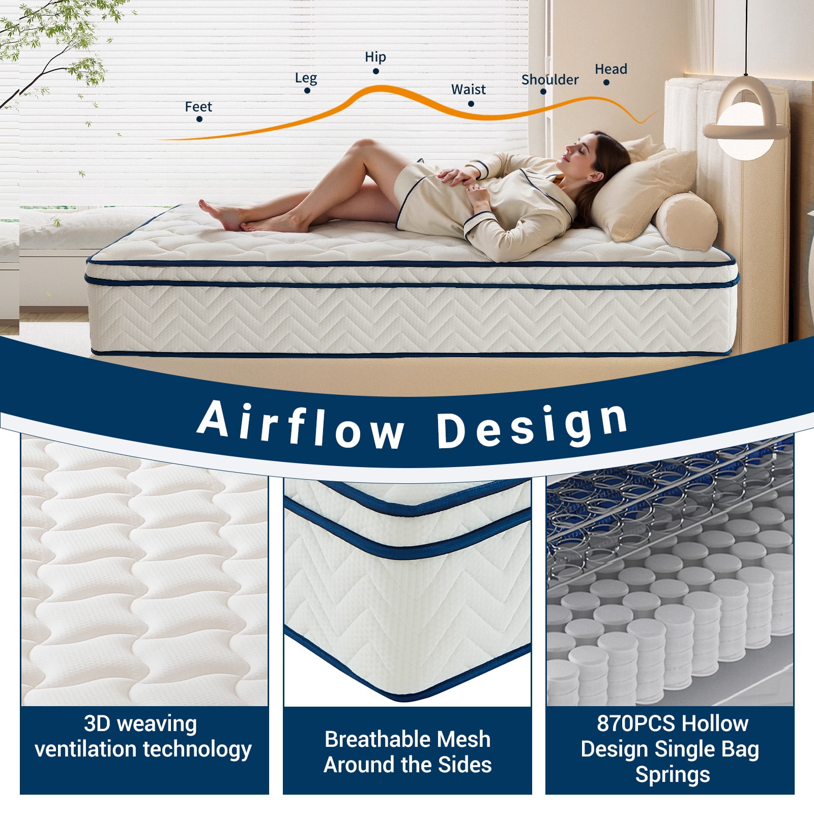 12 inch Full Mattress, Memory Foam & Spring Hybrid Medium Comfort Full Size in a Box,Adult