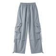 thumbnail image 6 of TEAJOPSUU Cargo Pants for Women Quick-Dry Drawstring High Waist Wide Leg Pants with Multi-Pocket Casual Daily Workwear Trousers Blue, 6 of 6