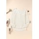 thumbnail image 1 of ABPHQTO Top holgado con bolsillos y cuello partido de punto gofrado beige para mujer, 1 of 5