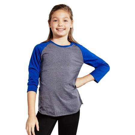 Soffe Girl's Heathered Baseball Tee