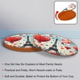 thumbnail image 4 of Valentine's Day 6PCS Round Coasters Microfiber Leather 11x11 cm/4.3x4.3 in - Set of 6 Drink Coasters for Home and Bar Use - & Easy to Clean Beverage Coasters Pack, 4 of 6