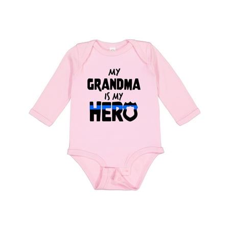 

Inktastic My Grandma is My Hero Police Officer Family Gift Baby Boy or Baby Girl Long Sleeve Bodysuit