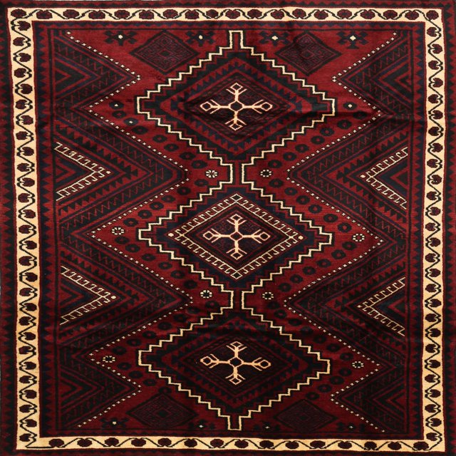 Ahgly Company Tapis d'Intérieur Lavable en Machine Carré Traditionnel Brun Foncé, 9 Pieds Carré