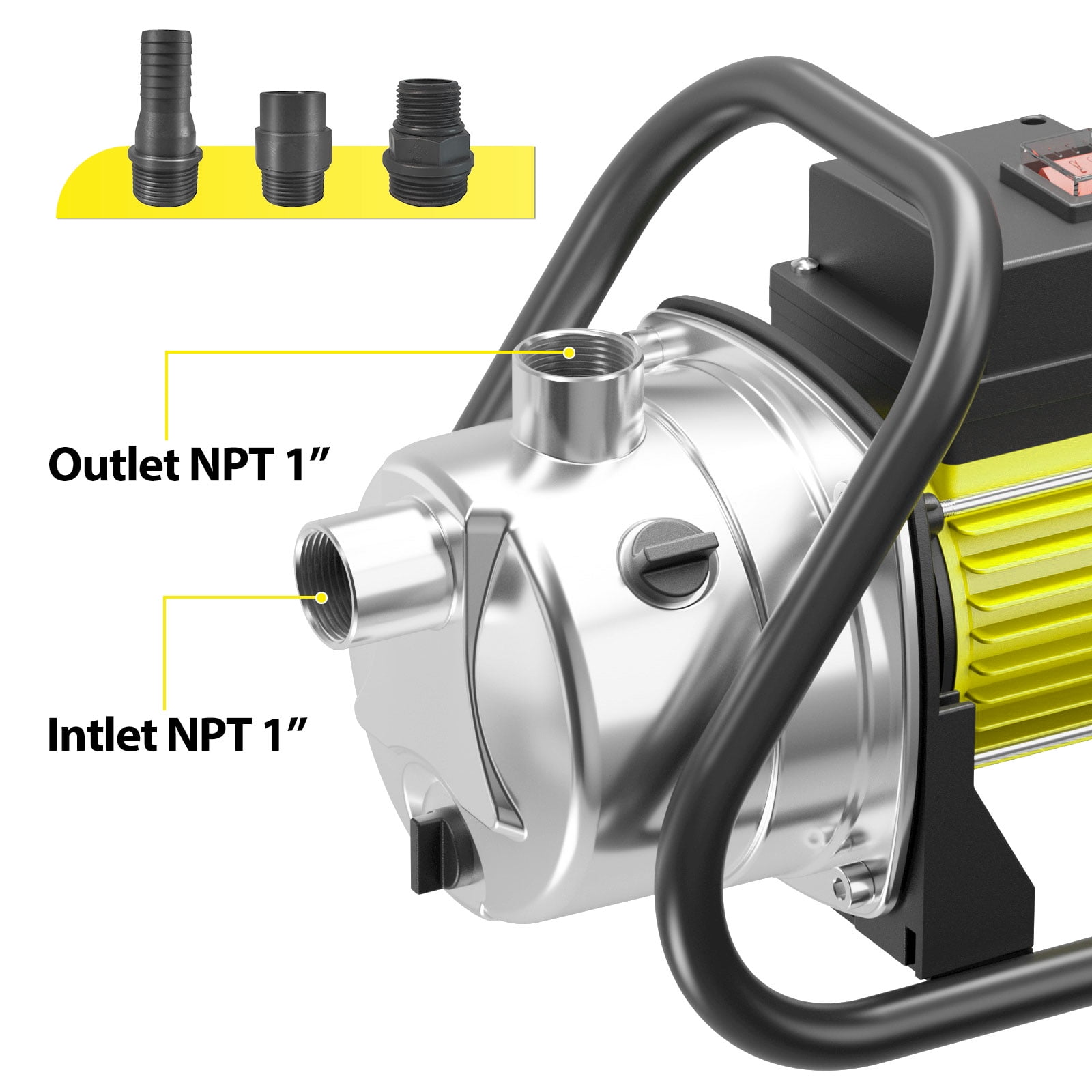 Electric Water Transfer Pump 110V Garden Booster 1.6HP 1600GPH for Shallow Well, Pools, Irrigation, Lawn Sprinkler System