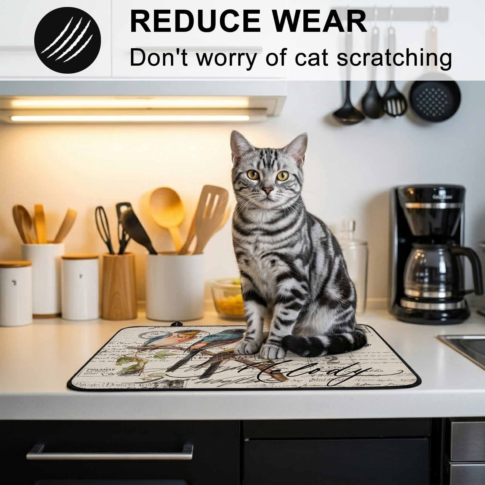 Country Birds Stove Top Cover for Electric Stove, Heat-proof & Non Slip Glass Top Stove Cover Protector, Envelope Postmark Vintage Farmhouse Botancial Kitchen Flat Cooktop Rubber Mat 31x24 Inches