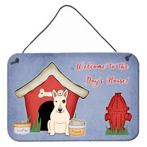 Carolines Treasures BB2892DS812 Dog House Collection Bull Terrier White Wall or Door Hanging Prints  8x12 multicolor