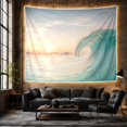 thumbnail image 5 of Curling Barrel Wave in a Golden Sunrise with Distant Mountains, Dramatic Coastal for Ocean Lovers, Nature Wall Art Decor, Housewarming Gift, Tapestry Wall Hanging for Bedroom and Dorm, 5 of 6