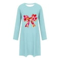 thumbnail image 5 of CHUMUD Womens Short Nightgown Long Sleeve Crew Neck Sleepwear Bow Heart Pajama Dress Loungewear Valentine's Day, 5 of 5