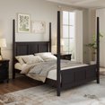 thumbnail image 6 of Solid Wood King Size Four Poster Bed Frame with Horizontal Grille Design, Espresso Finish for Classic Bedroom Furniture, Durable Hardwood Construction, 6 of 9