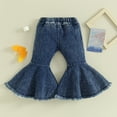 thumbnail image 3 of Bagilaanoe Little Girls Denim Flared Pants Jeans Toddler Bell-Bottoms Trousers 2T 3T 4T 5T 6T 7T Kids Casual Street Spring Fall Long Pants, 3 of 6