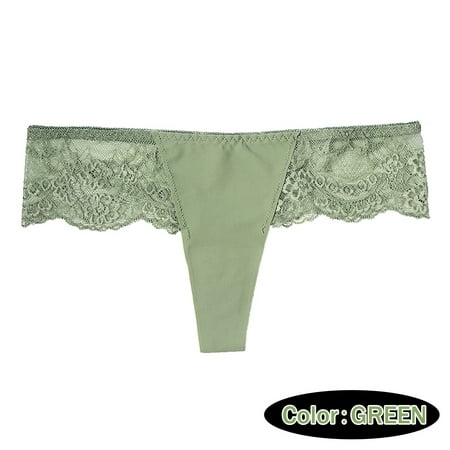 

Qazqa Lace Underwear For Womens Cotton Bikini Panties Soft Hipster Panty Ladies Stretch Briefs Green XS