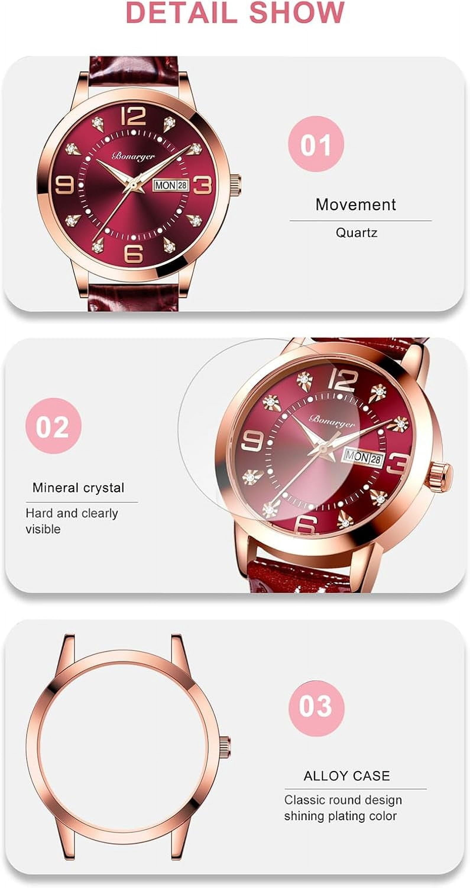 Leather Women Watches Ladies Dress Analog Quartz Date Classic Luminous Leather Strap 3ATM Waterproof Female Wrist Watch