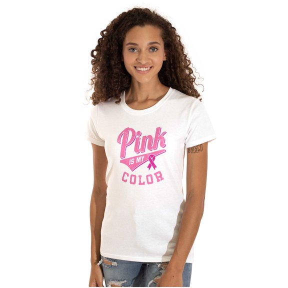 My Color Pink Breast Cancer Awareness Womens Fitted Plus Size Graphic Tee Brisco Brands 2X