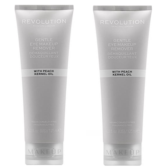 Pack of 2 Makeup Revolution Skincare Gentle Eye Make Up Remover with Peach Kernel Oil